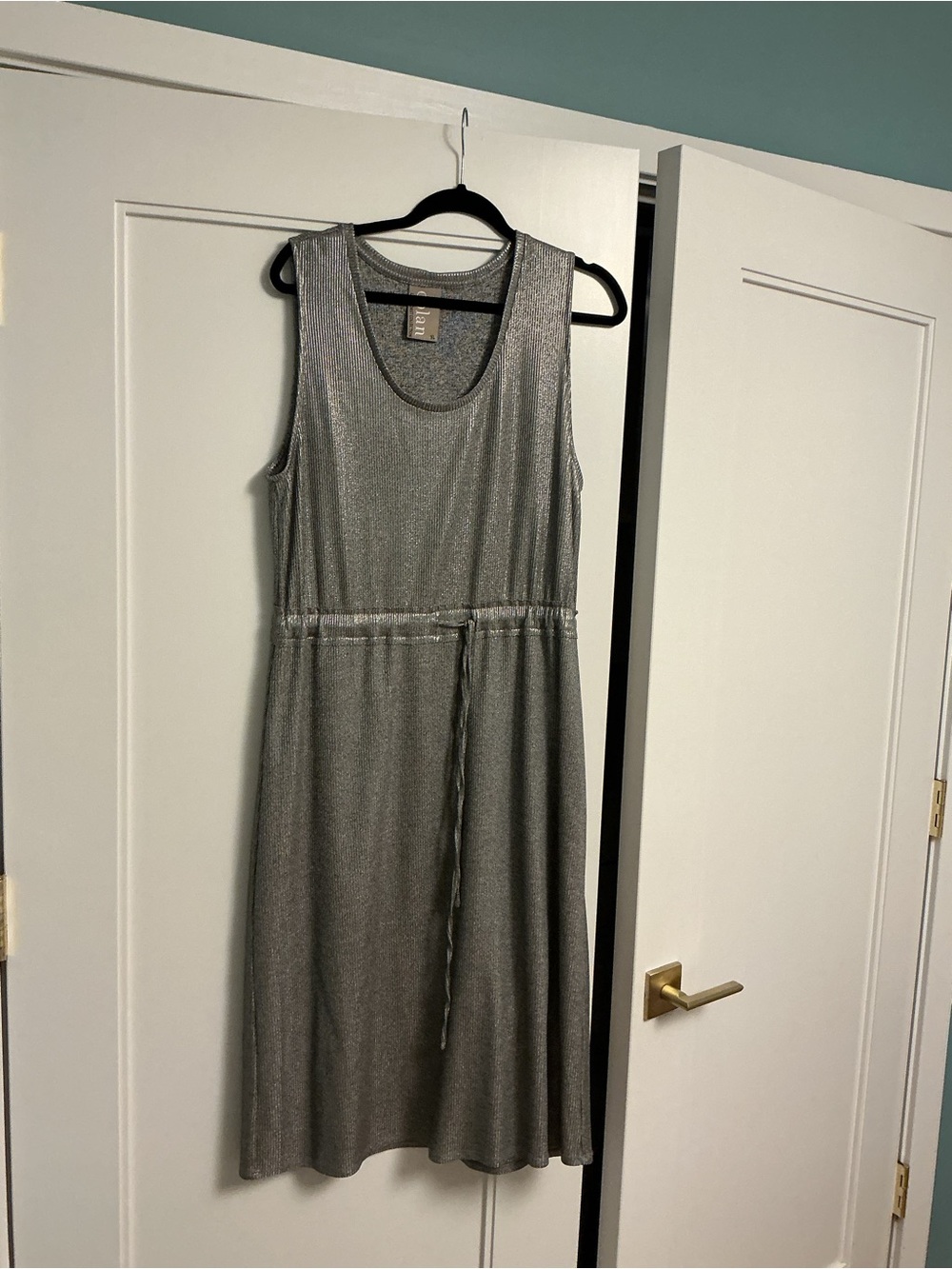 dolan Metallic Silver Sleeveless Midi Dress